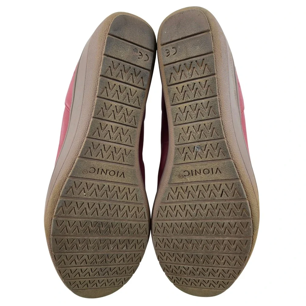 Vionic Jacey Wedge Slip On Ballet Shoes Dusty Cedar Pink Leather Womens 10